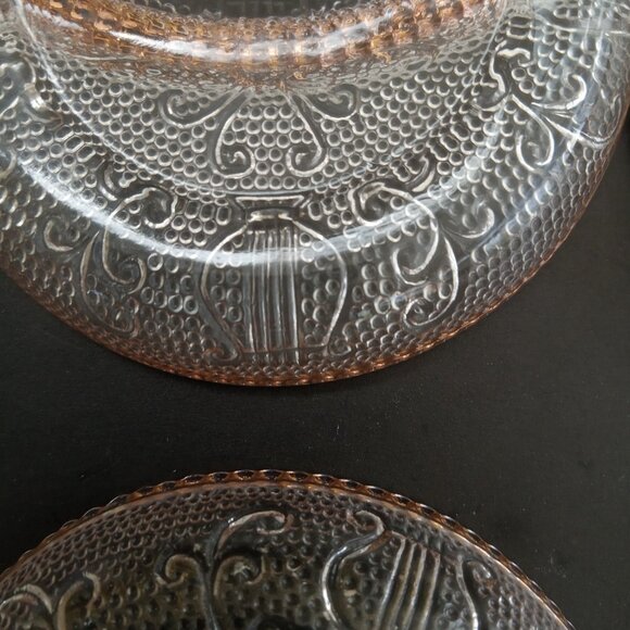 VTG Depression Jeannette Glass Harp Beaded Set of 6 Coasters Pats Sauce Dishes - Picture 11 of 12